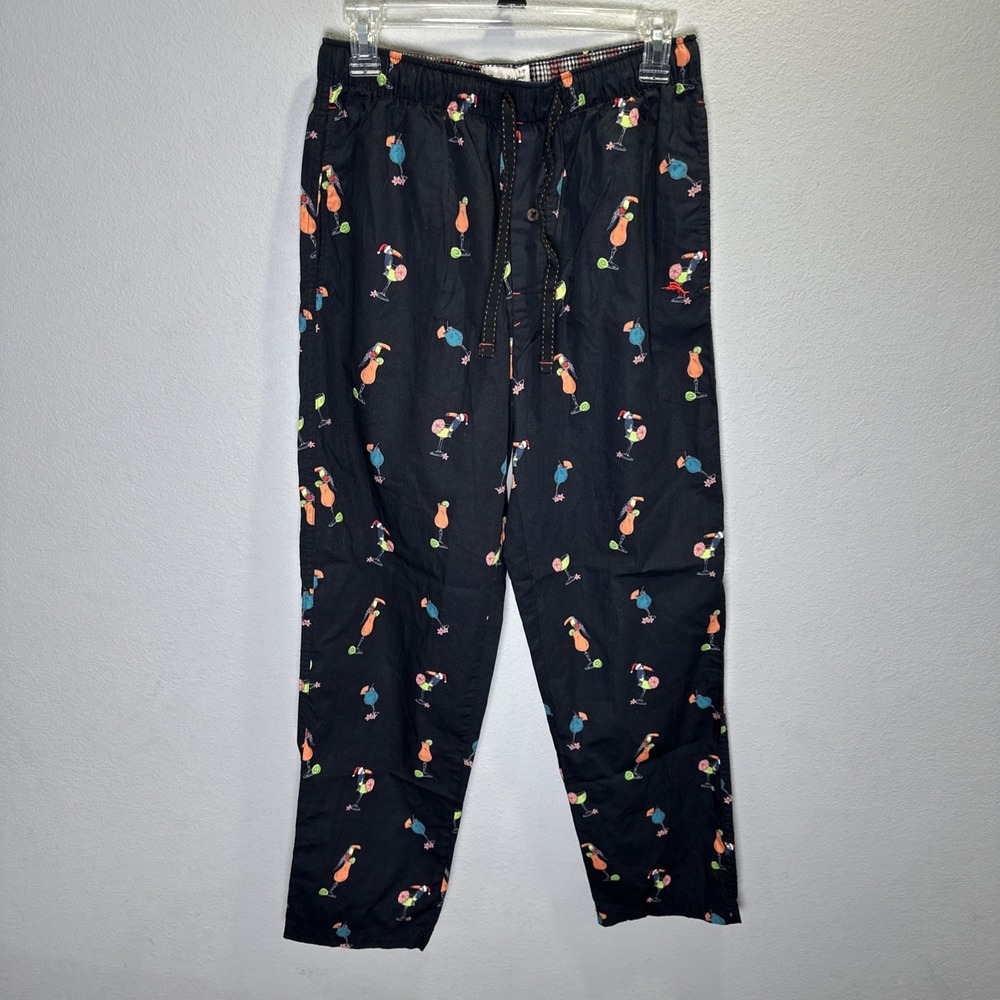 Tommy Bahama Woven Sleepwear Lounge Pants Size Small Black Holiday Cocktail
